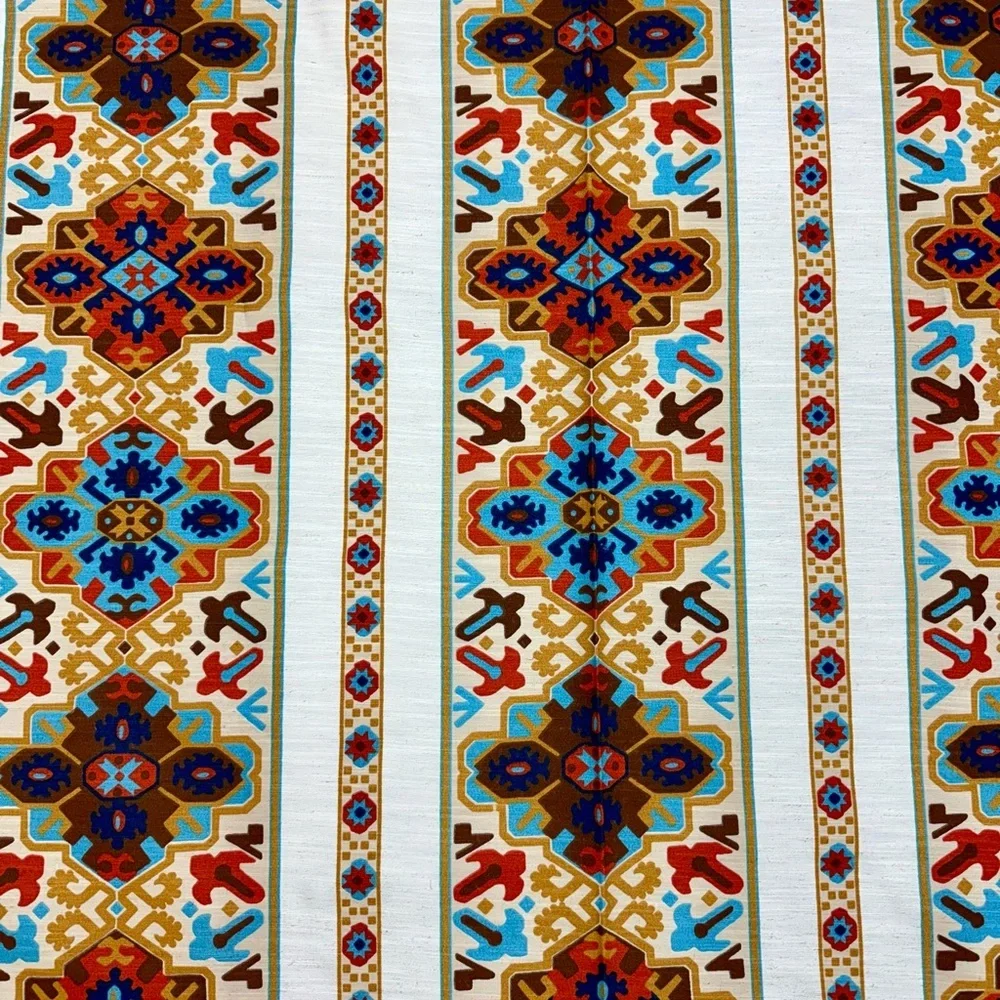 Vintage Southwestern Geometric Curtain Panel Earth Tone Boho 1960s Mod Aesthetic
